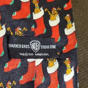 Warner Bros. Black and Red Cartoon Character 100% Silk Neck Tie